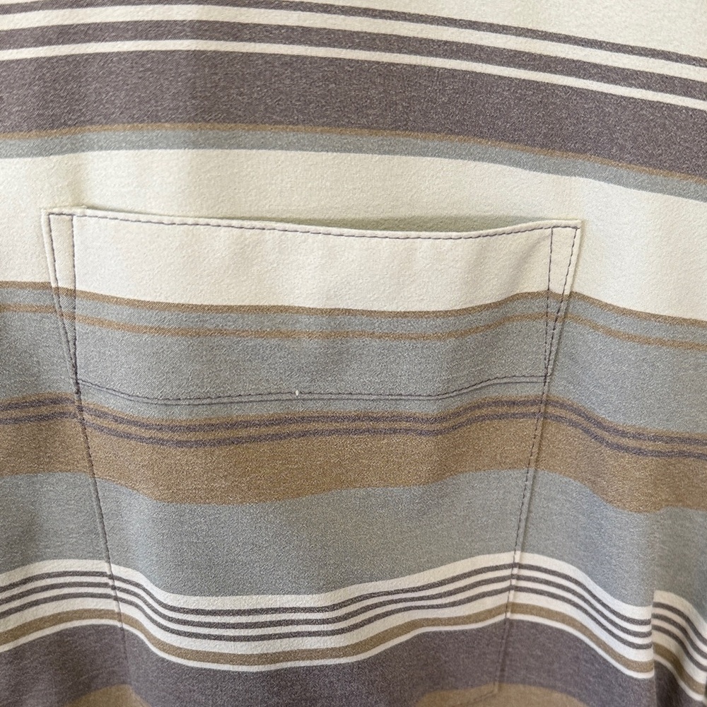 Flylow Men’s Striped Button-Up Shirt Stretch Snap Lightweight Tan Brown XL - Picture 9 of 9